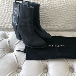 RAG & BONE NEWBURY ANKLE BOOTS BLACK LEATHER 40